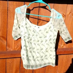 Mint green sequenced top